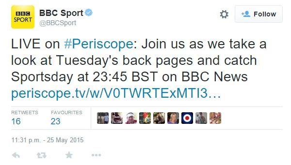 Five media brands using Periscope